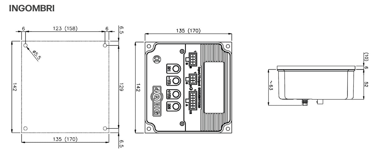 CONTROLLER 4Q BIG 180 - Multitensione 24-48V - ingombri