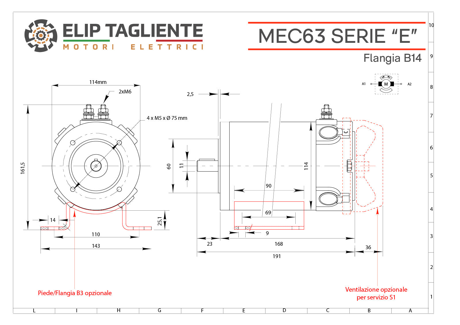 Disegno tecnico Serie E MEC63 B14