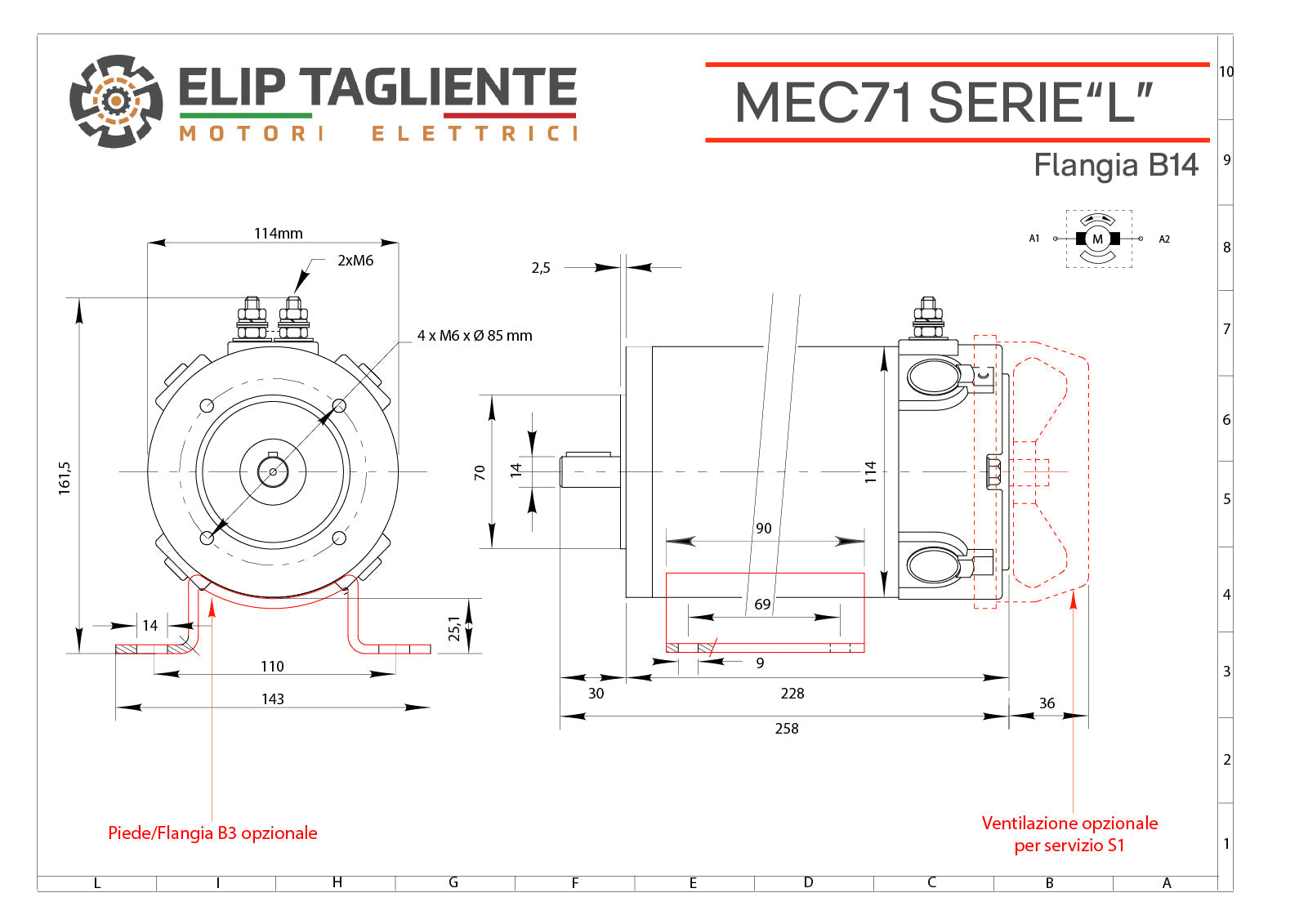 Disegno tecnico Serie L MEC71 B14