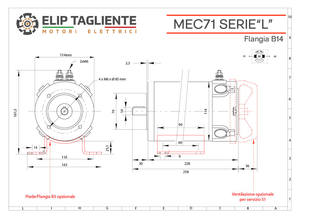 Disegno tecnico Serie L MEC71 B14
