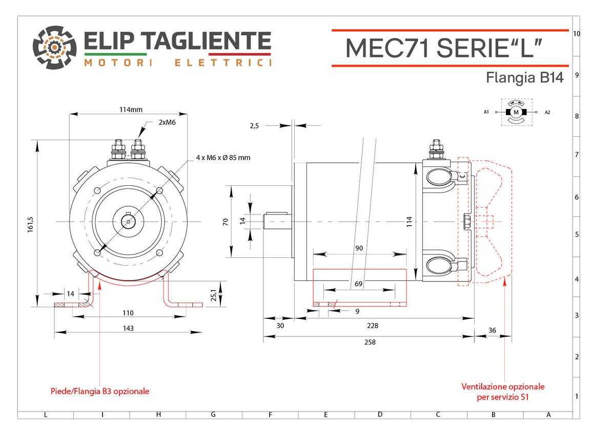 Disegno tecnico Serie L MEC71 B14