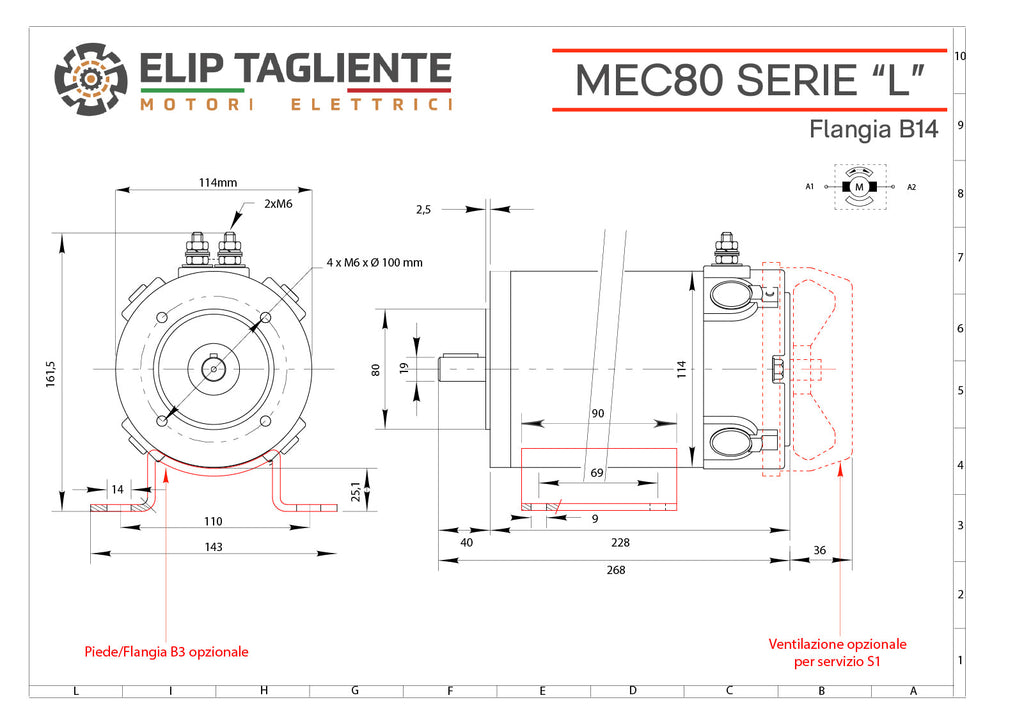 Disegno tecnico Serie L MEC80 B14