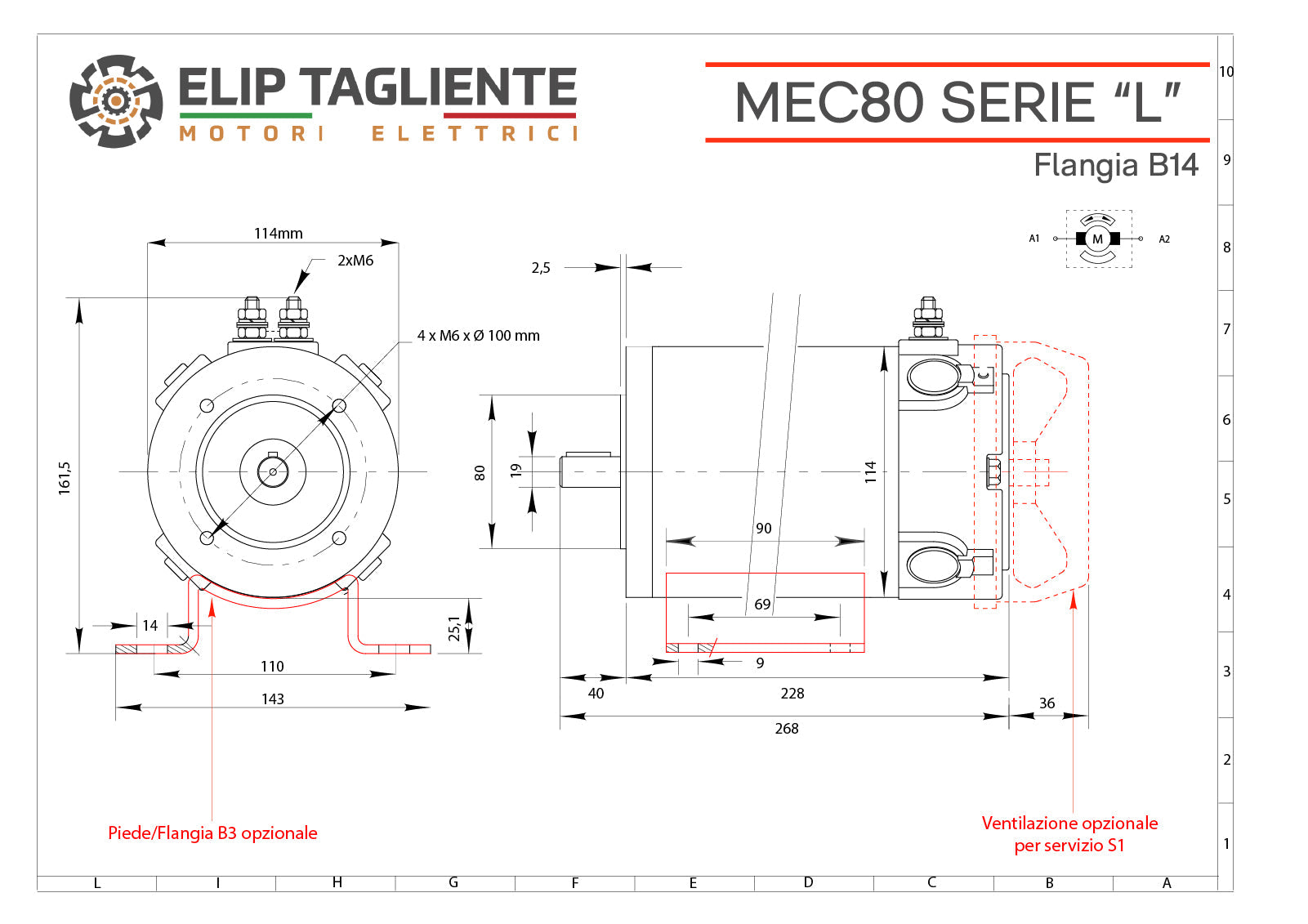 Disegno tecnico Serie L MEC80 B14