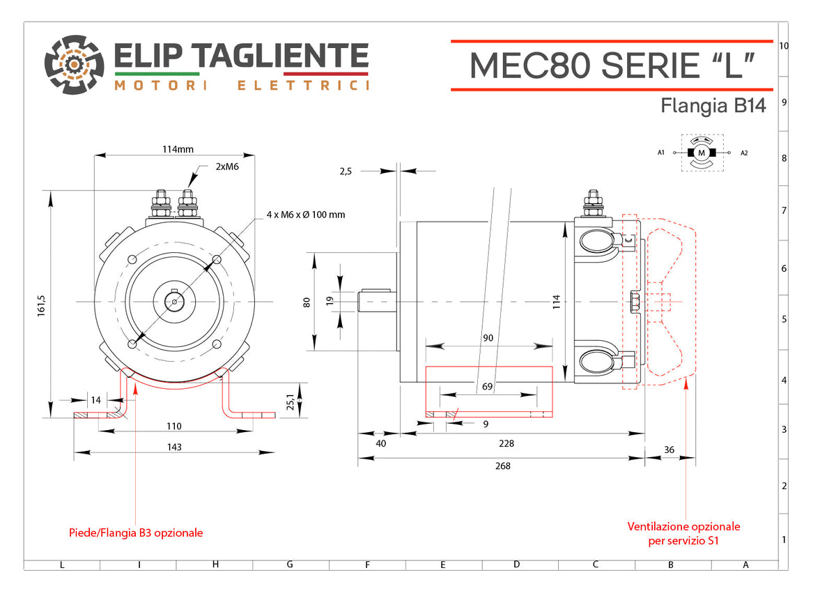 Disegno tecnico Serie L MEC80 B14