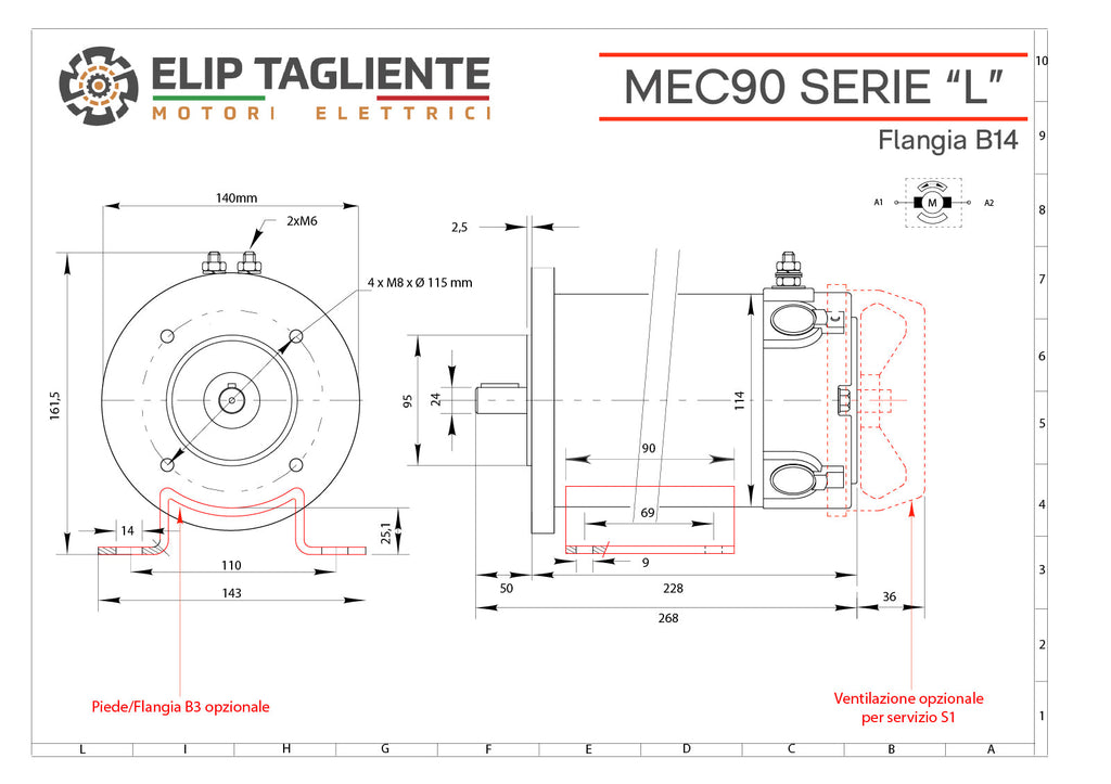 Disegno tecnico Serie L MEC90 B14