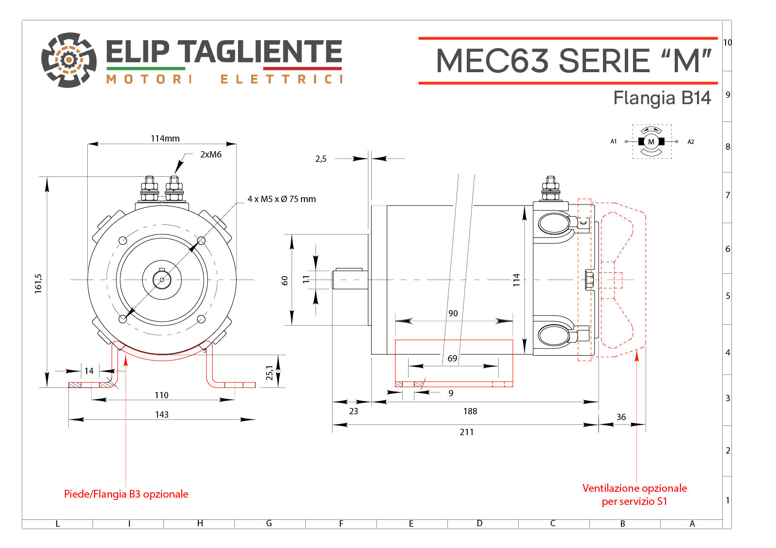 Disegno tecnico Serie M MEC63 B14