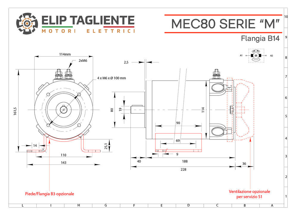 Disegno tecnico Serie M MEC80 B14