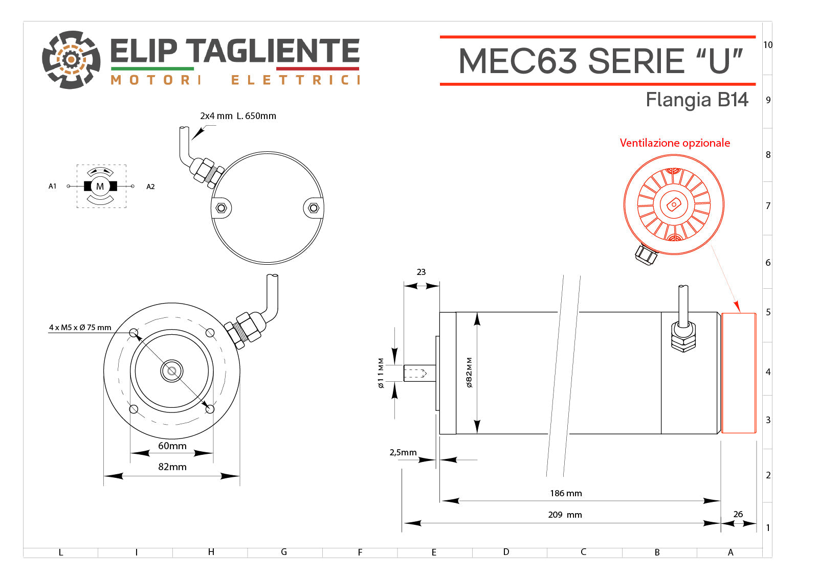 Disegno tecnico Serie U MEC63 B14