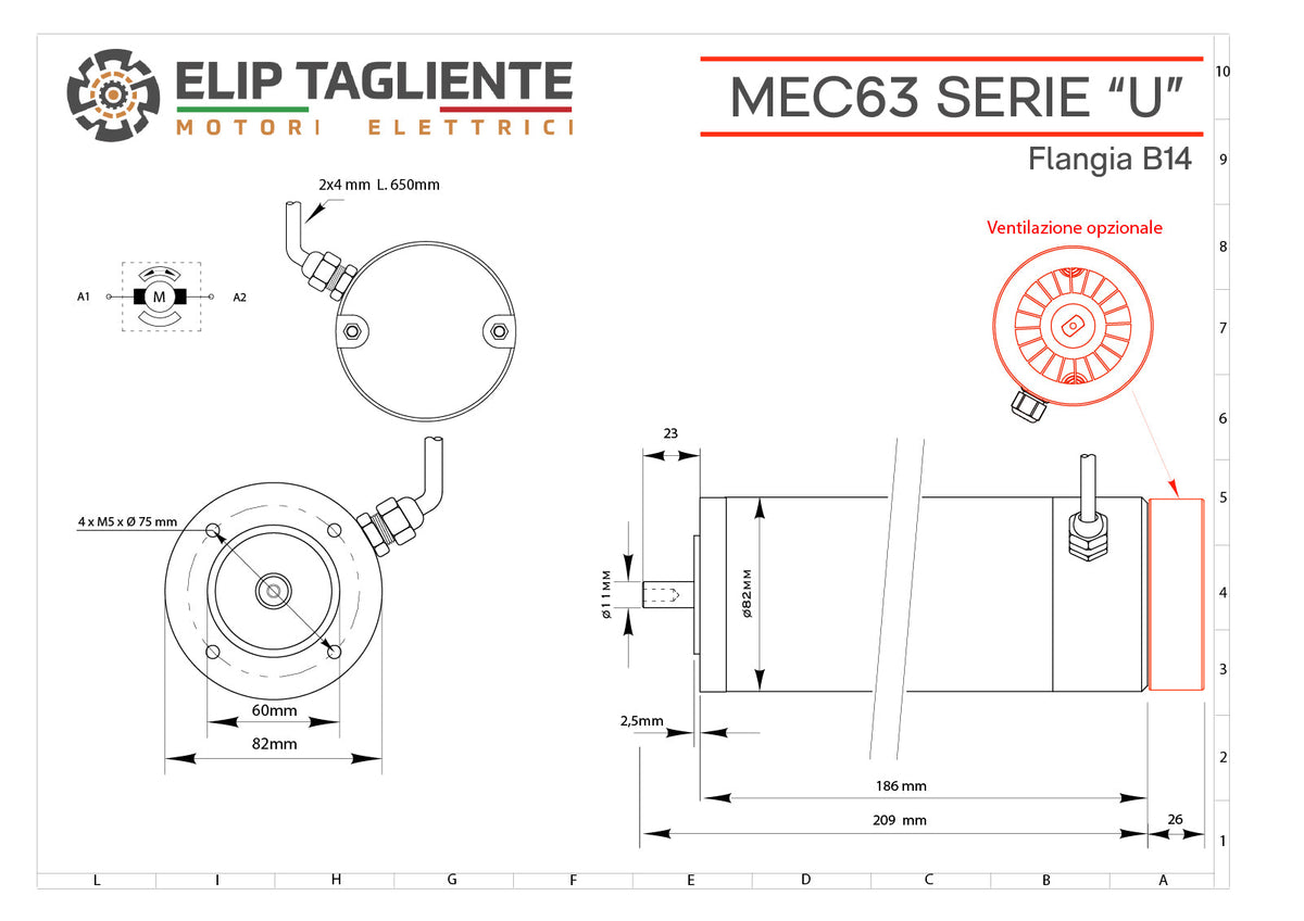 Disegno tecnico Serie U MEC63 B14