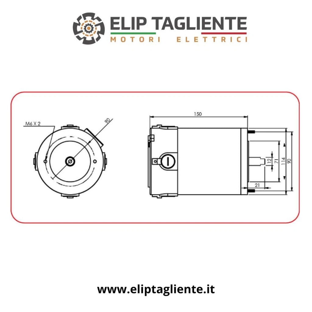 Disegno dimensionale motore CFR MP113.0458A