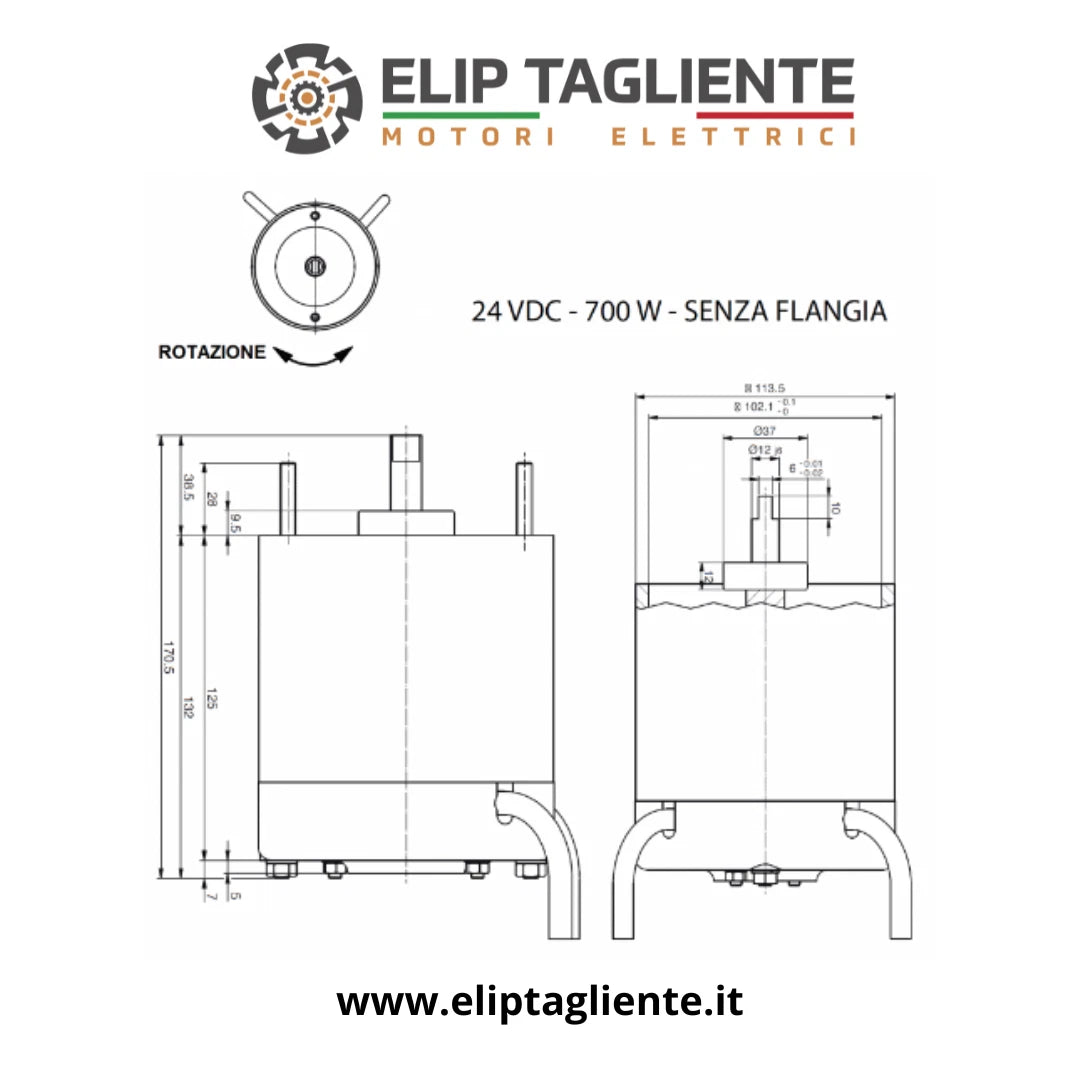 Disegno dimensionale motore CFR MP113.0191